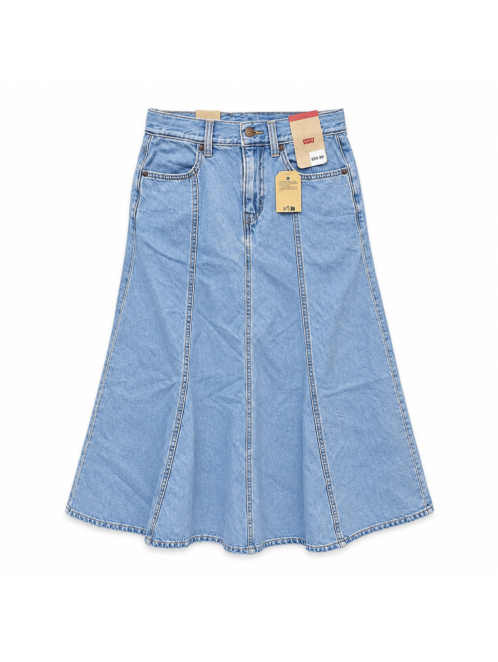 Levi's Light Wash Hemmed Midi A-Line Denim Skirt Size 26